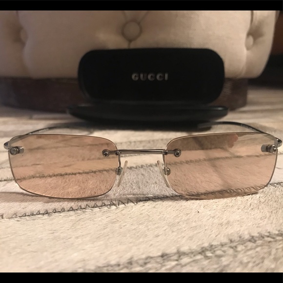 Gucci Metal Rimless Sunglasses w/ Case - Picture 3 of 8
